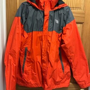 Men’s The North Face Orange and Gray Hyvent Rain Jacket